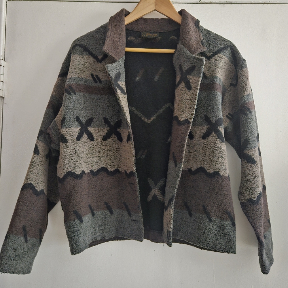 Vintage David Paul New York Southwest Style Wool Blend Cardigan Size Medium